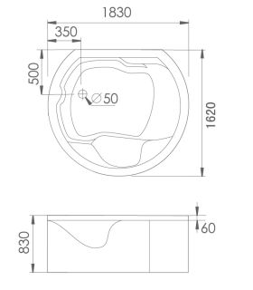 Акриловая ванна Gemy G9063 O 183x162x83